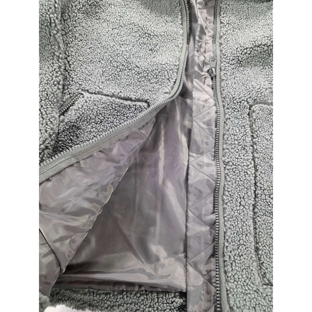 EUC Lands End Women XL Sherpa Fleece Jacket Full Zip Gray Quilted Lined Pockets - Picture 6 of 14